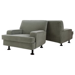 Marco Zanuso Italian Midcentury Velvet "Square" Armchairs for Arflex, 1960s