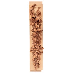 19th C. Italian Carved Wood Wall Sculpture of Fruits & Flowers