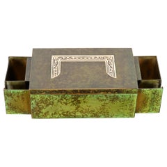 Caja para puros o humidor Heintz Arts & Crafts de plata de ley sobre bronce