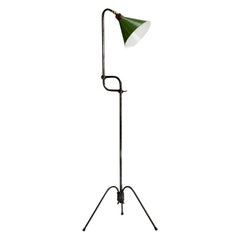 French Designer, Floor Lamp, Metal, Iron, France, 1940s