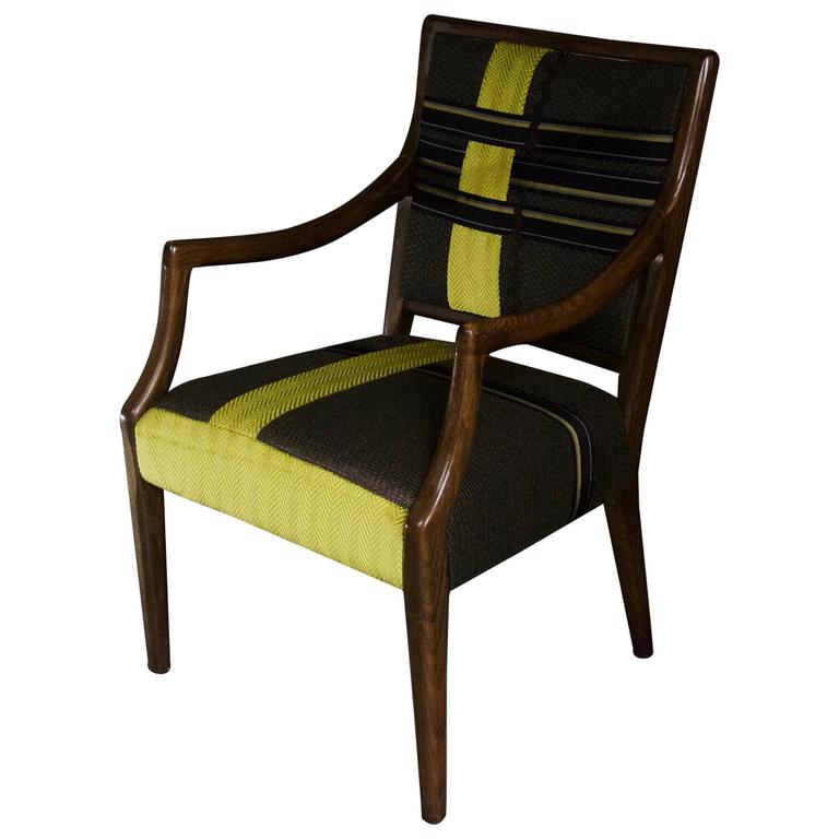 Wood Frame Armchair with Tailored Ribbon Pattern For Sale at 1stdibs