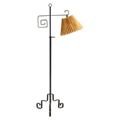 Designer suédois, lampadaire, fer, papier, Suède, années 1940