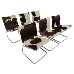 Set di 6 sedie italiane Claudio Salocchi "Lia" in pelle bovina
