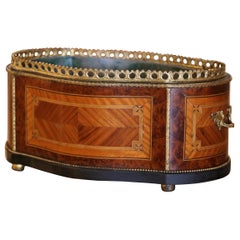 19th Century French Napoleon III Marquetry Walnut and Bronze Bombe Jardinière