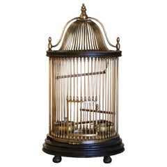 Early 20th Century French Napoleon III Brass Wire Birdcage with Removable Tray