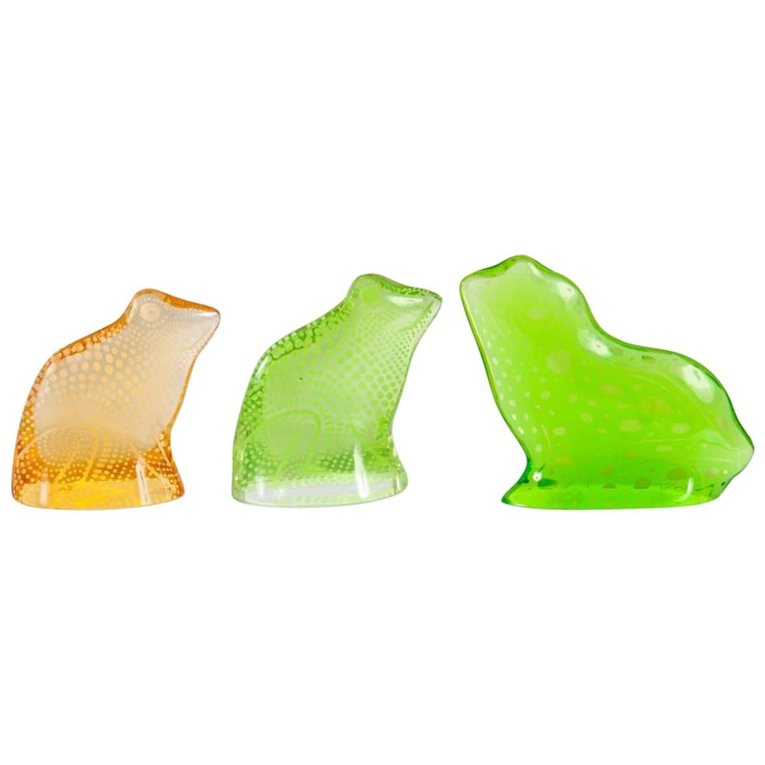 Set of 2 Midcentury Lucite Frogs and 1 Toad Designed by Abraham Palatnik Brazil For Sale
