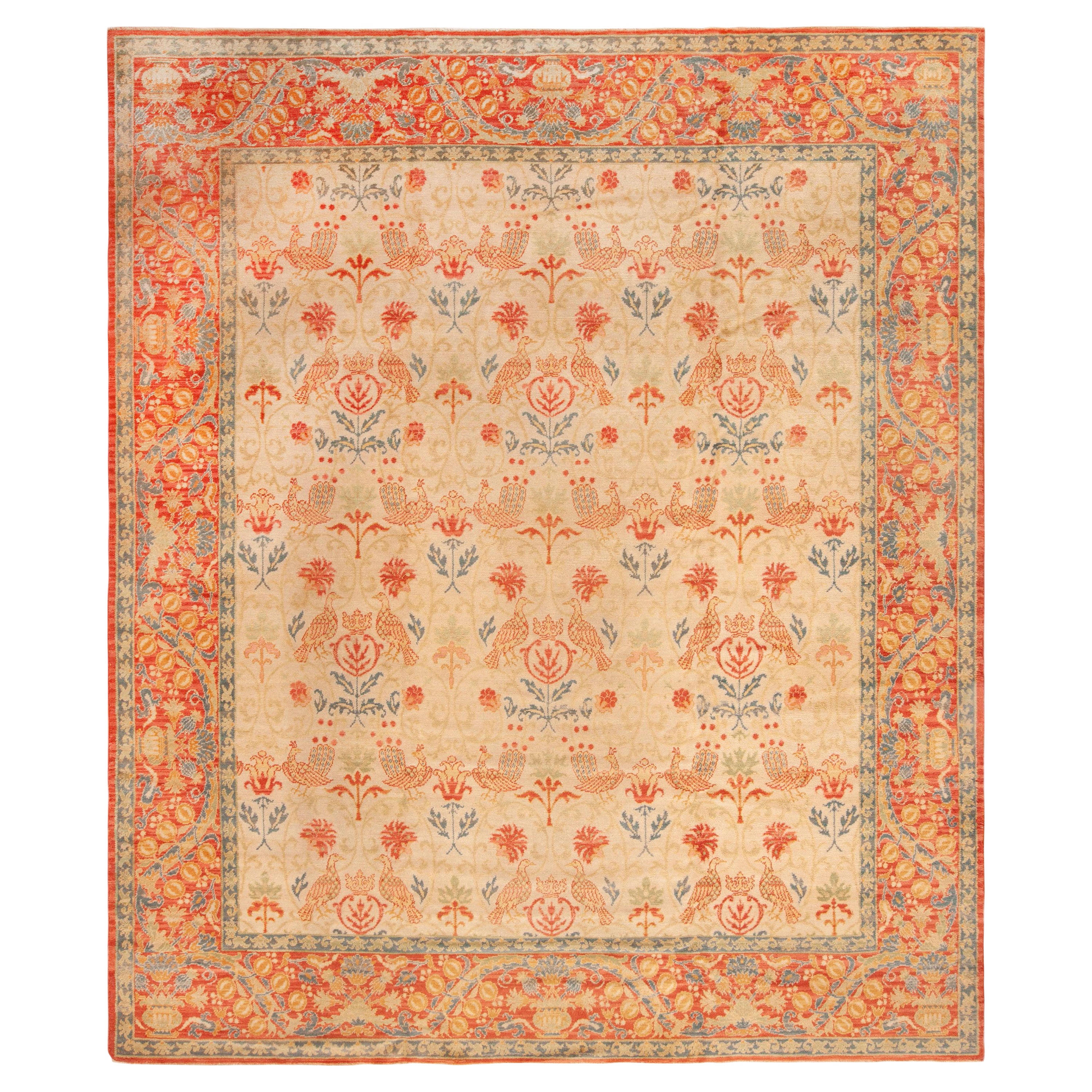 Beautiful Antique Bird Design Spanish Area Rug 11' x 12'10"