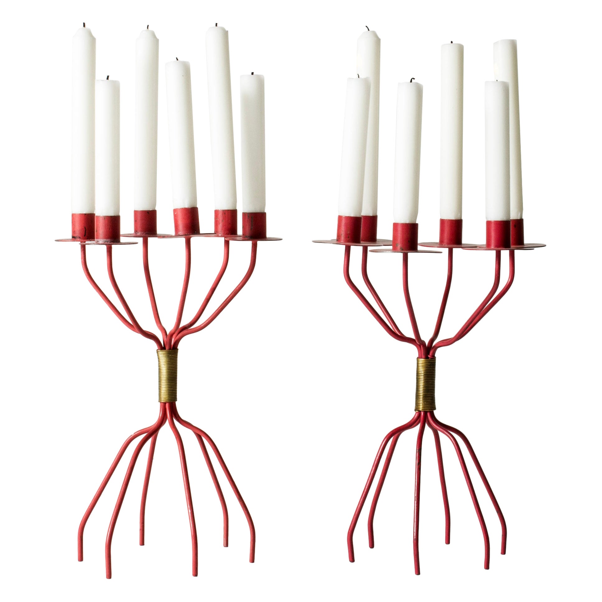 Rare candélabres en métal moderne scandinave de Hans-Agne Jakobsson, années 1950