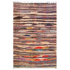Artistic Tribal Vintage Moroccan Boucherouite Kilim Rug 4'4" x 6'1"