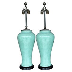 Vintage Regency Crackle Glaze Lamps - a Pair