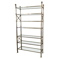 Neoclassical Style Brushed Steel and Brass Étagère by Maison Jansen