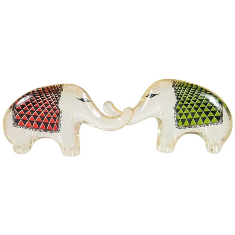 Two Adorable Elephant Calves Made Out of Lucite by Abraham Palatnik Brazil For Sale