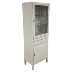 Vintage Wood & Glass Hungarian Medical Cabinet