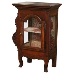 18th Century French Louis XV Carved Walnut and Glass Wall Vitrine Cabinet