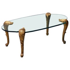 P.E. Guerin Stil Louis XV Blatt Cartouche Bronze Glas Kaffee Cocktail Tisch