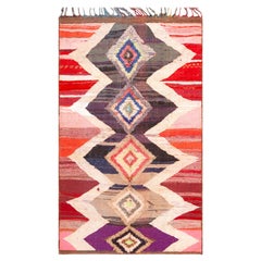 Eye-Catching Vintage Moroccan Boucherouite Geometric Rug 5' x 8'