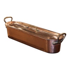 Mid-Century French Polished Copper "Poissonniere" Fish Kettle with Lid and Tray