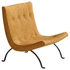 Milo Baughman, Scoop, Lounge Chair, Iron, Fabric, USA, 1950s