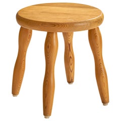 Swedish Designer, Stool, Pine, Sweden, 1970s