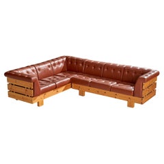 Ekornes Fabrikker, Sectional Sofa, Pine, Leather, Norway, 1970s