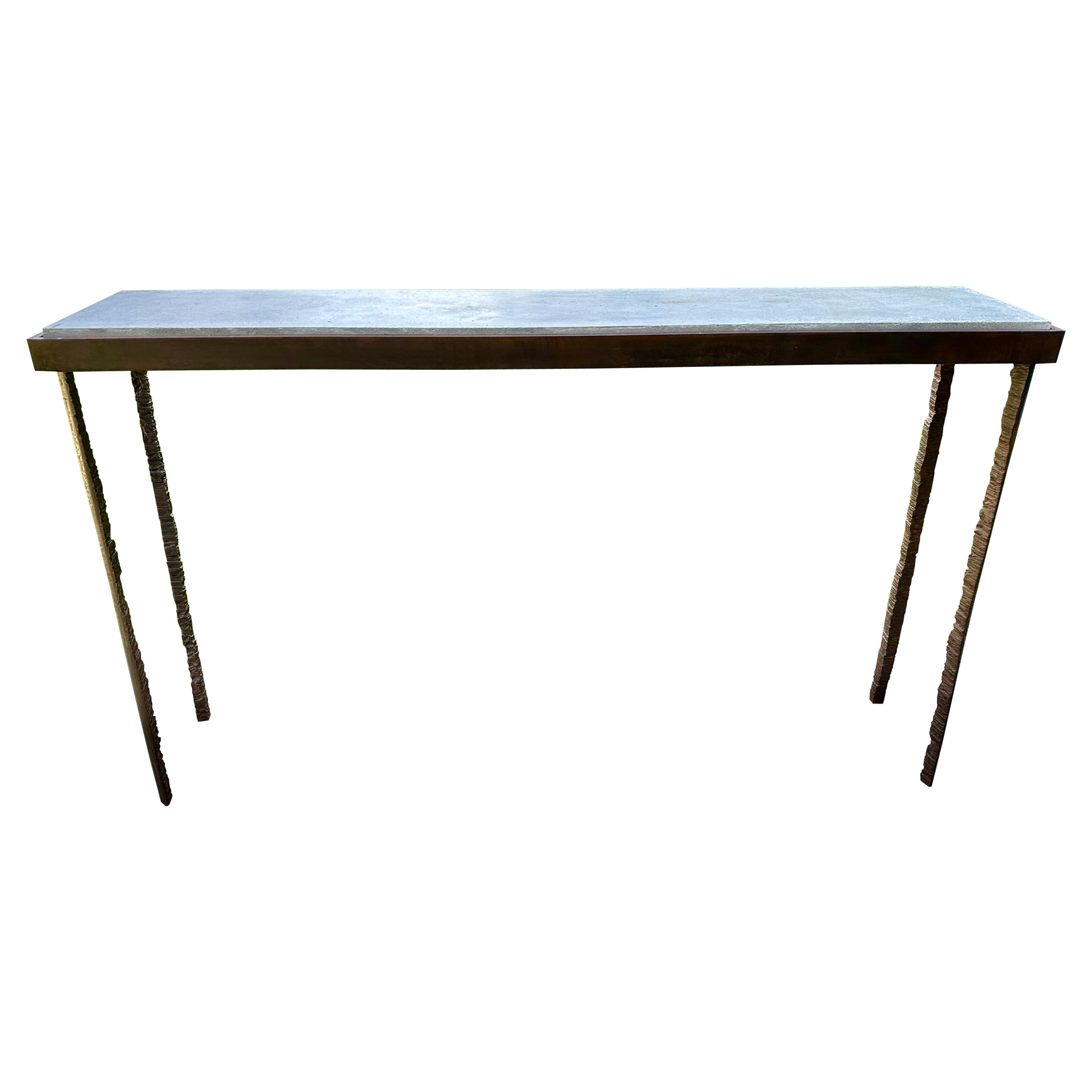 P. Watson Brutal Torch Cut Iron & Concrete Garden Console Table