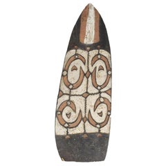 Monumental Oceanic Asmat People Carved Painted Wooden War Shield