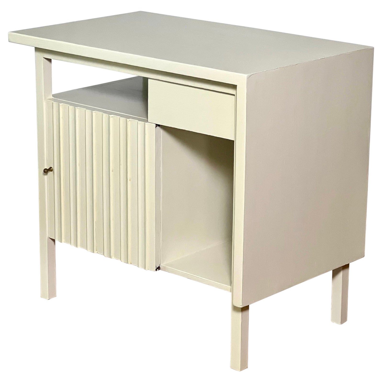Mid Century John Widdicomb White Painted Nightstand or Side Table For Sale