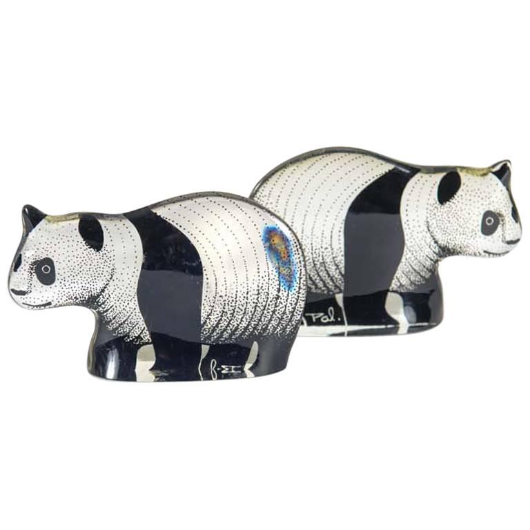 Adorable Panda Twins Made of Lucite by Abraham Palatnik For Sale