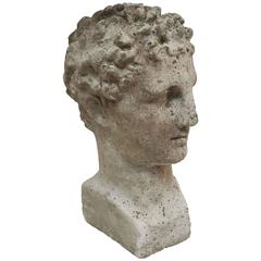 English Garden Stone Bust of a Classical Man
