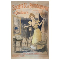 Affiche originale du début du 20e siècle, "Société Photographie" Photographie en couleur
