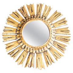 Mid Century French Giltwood Sunburst Mirror