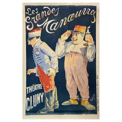 Poster litografico originale del teatro francese "Les Grandes Manoeuvres