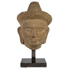 Carved Stone Sculpture, Divinity, Khmer Art, 11th / 12th Century.