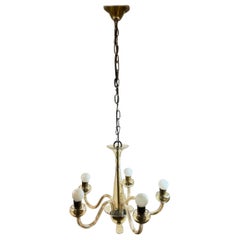 Hollywood Regency Art Deco Amber Murano Glass Chandelier, Italy, 1930s