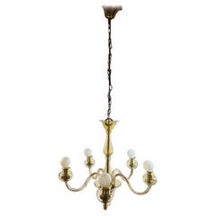 Hollywood Regency Art Deco Amber Murano Glass Chandelier, Italy, 1930s