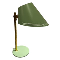 Light Green & Brass Paavo Tynell Adjustable Table Lamp Model 9227, Idman 1950s