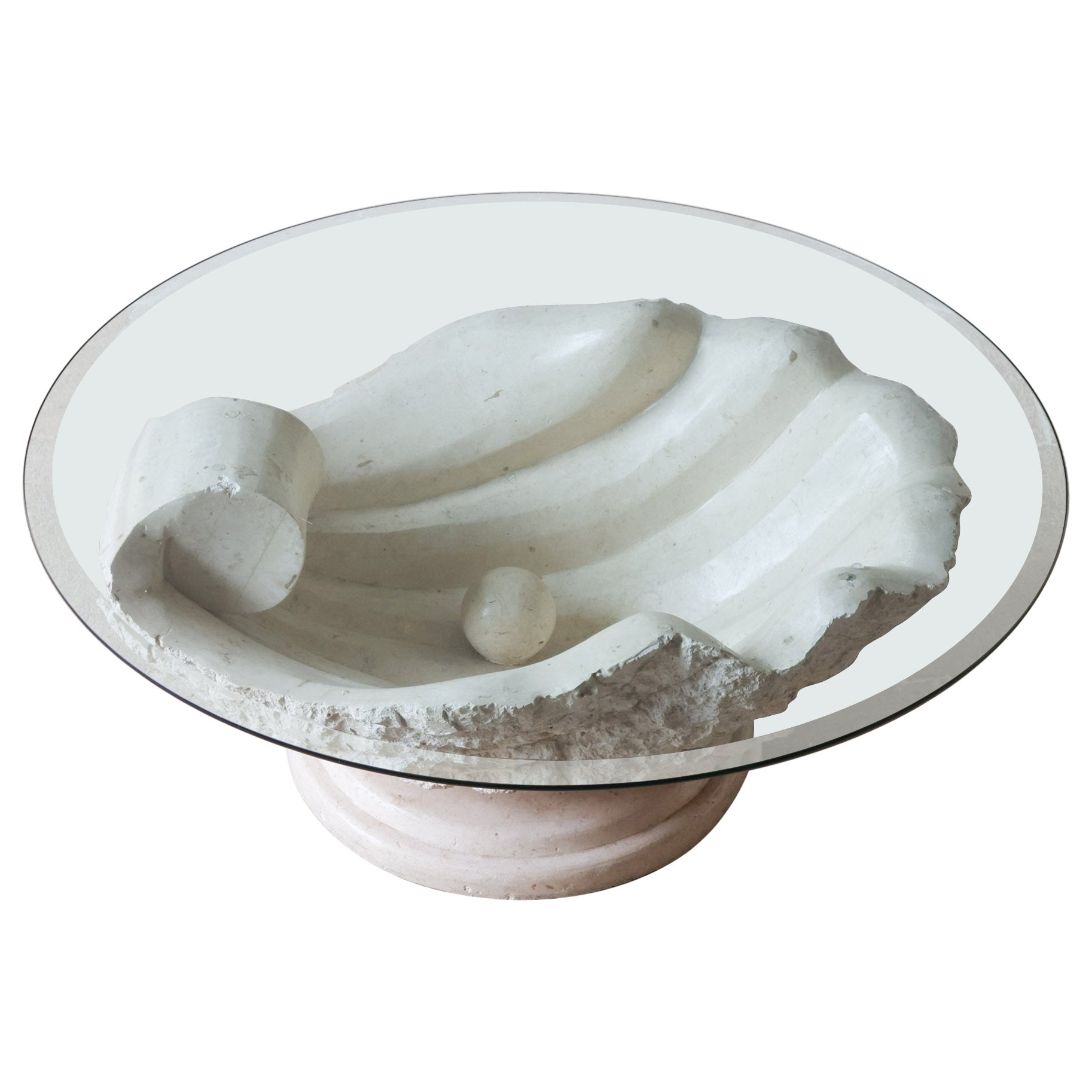 Post-Modern 1980s Magnusen Ponte Mactan Stone Shell Coffee Table For Sale