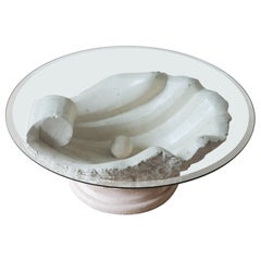 Mesa de centro de concha de piedra Magnusen Ponte Mactan postmoderna de los años 80