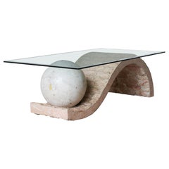 Mesa de centro geométrica postmoderna de los años 80 Magnusen Ponte Mactan Stone