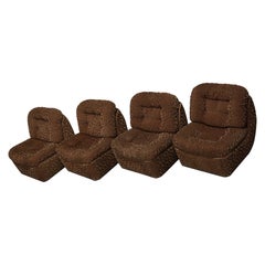 Vintage 4-seat Brown Italian Modular Design Sofa Corduroy, 1970s