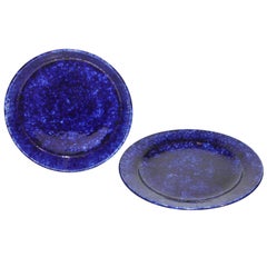 Pair of 19th Century Cobalt Blue Spatter Bake Dish and Charger