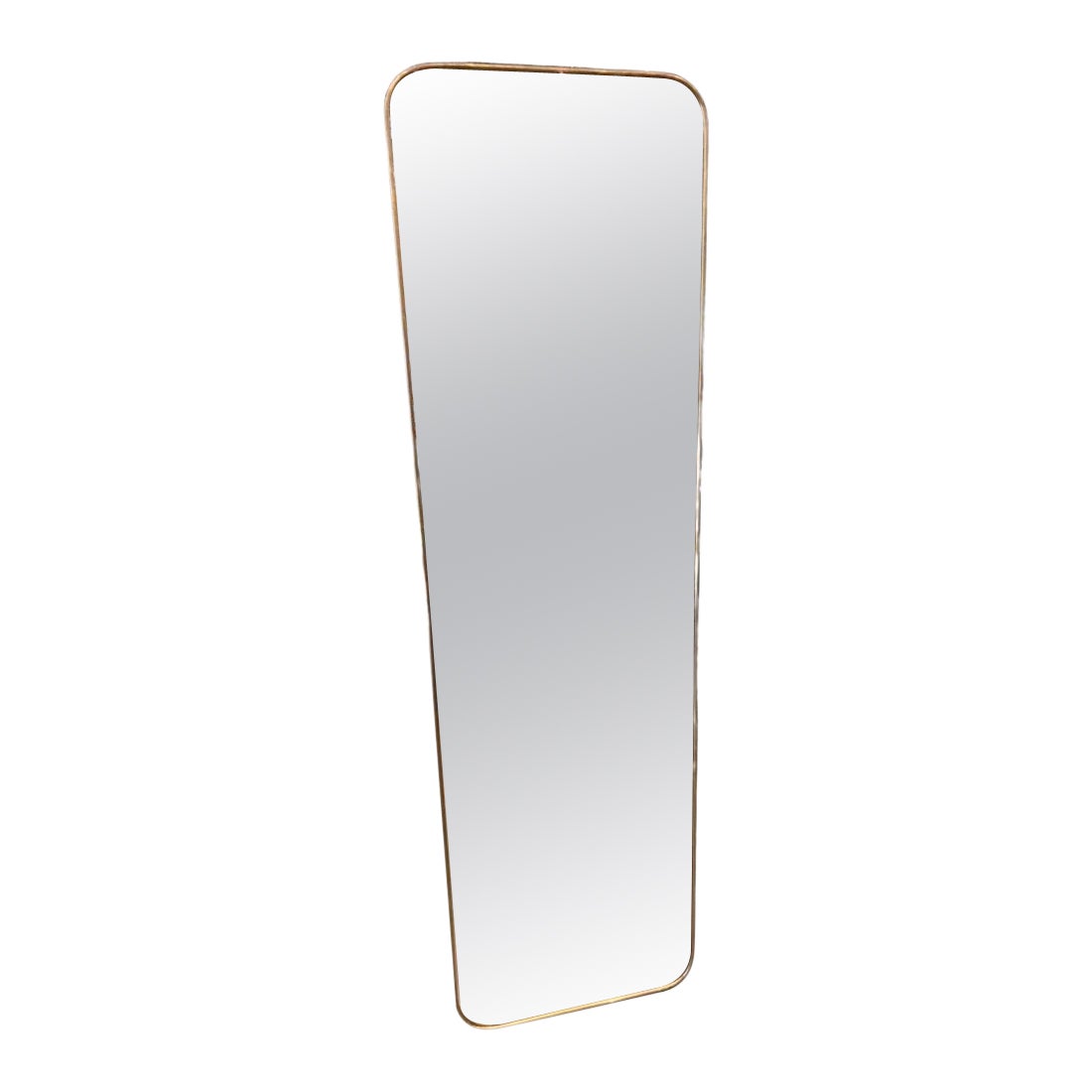 Narrow Tall Brass Mirror-Italy 1950s