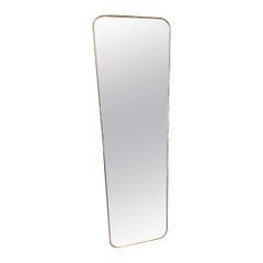 Narrow Tall Brass Mirror-Italy 1950s