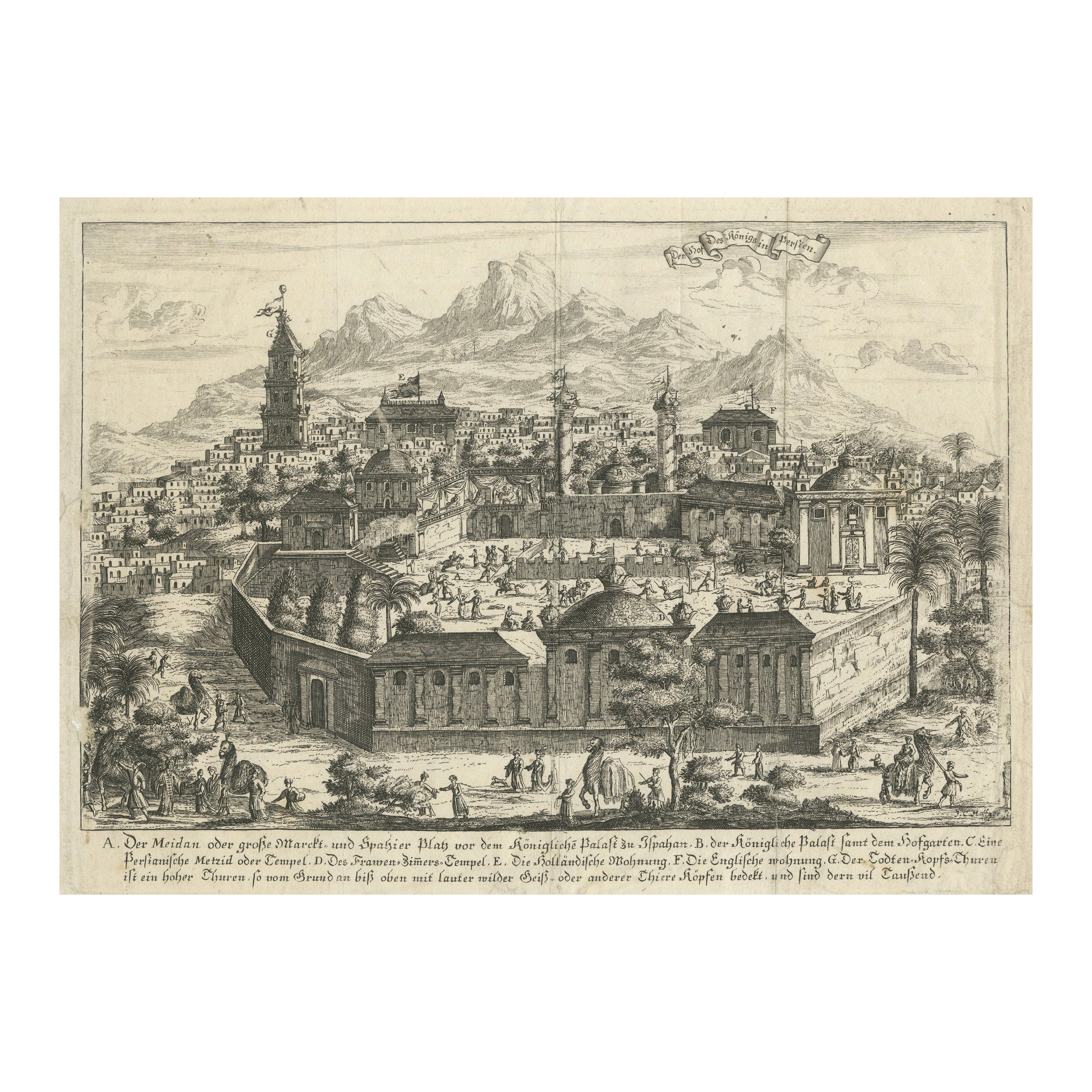 Vista panoramica di Isfahan nella Persia del XVII secolo di J.C. Haffner, 1690 circa