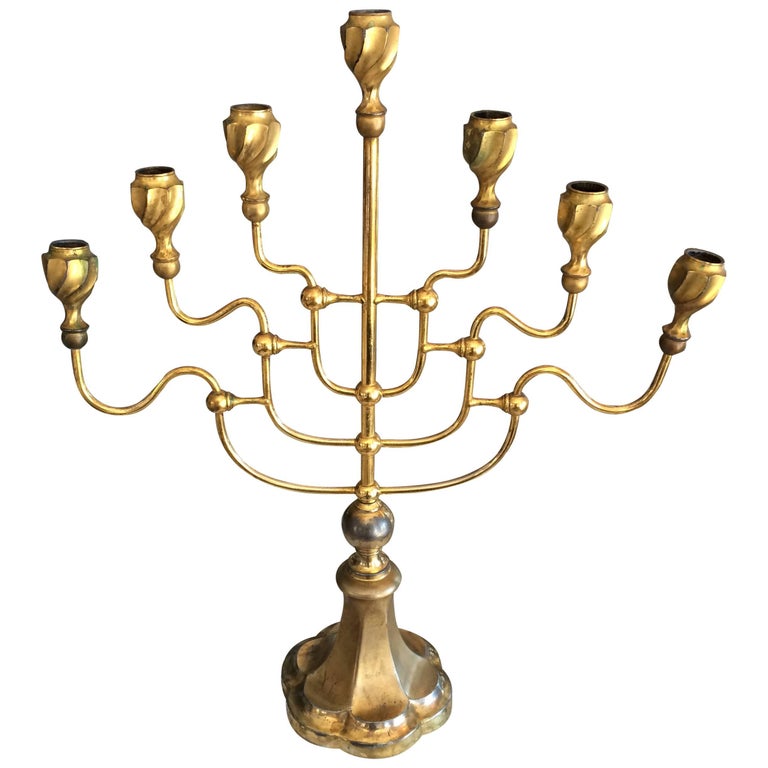 1950s Brass Menorah For Sale at 1stDibs