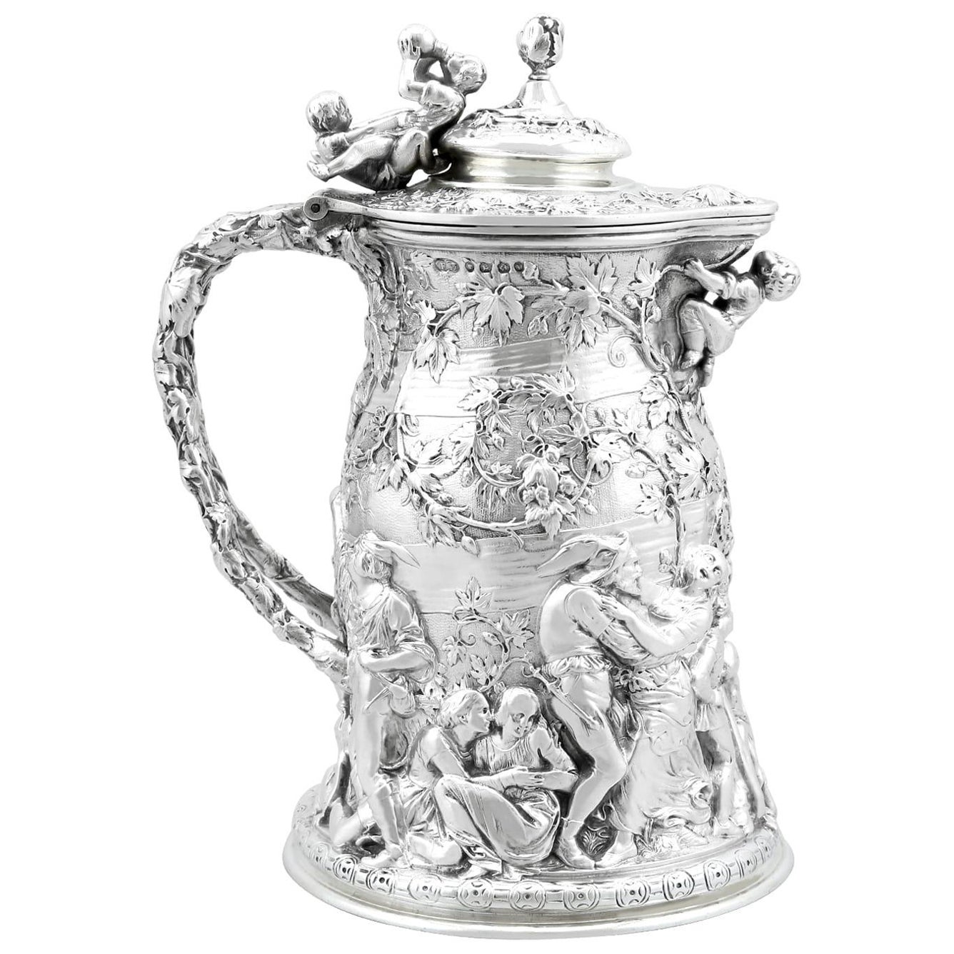 Antique pichet victorien rare en argent sterling (1873)