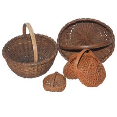Antique Collection of Four 19th Century Early Baskets from Pennsylvania
