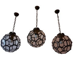 Retro Two Italian Stained Glass Pendants