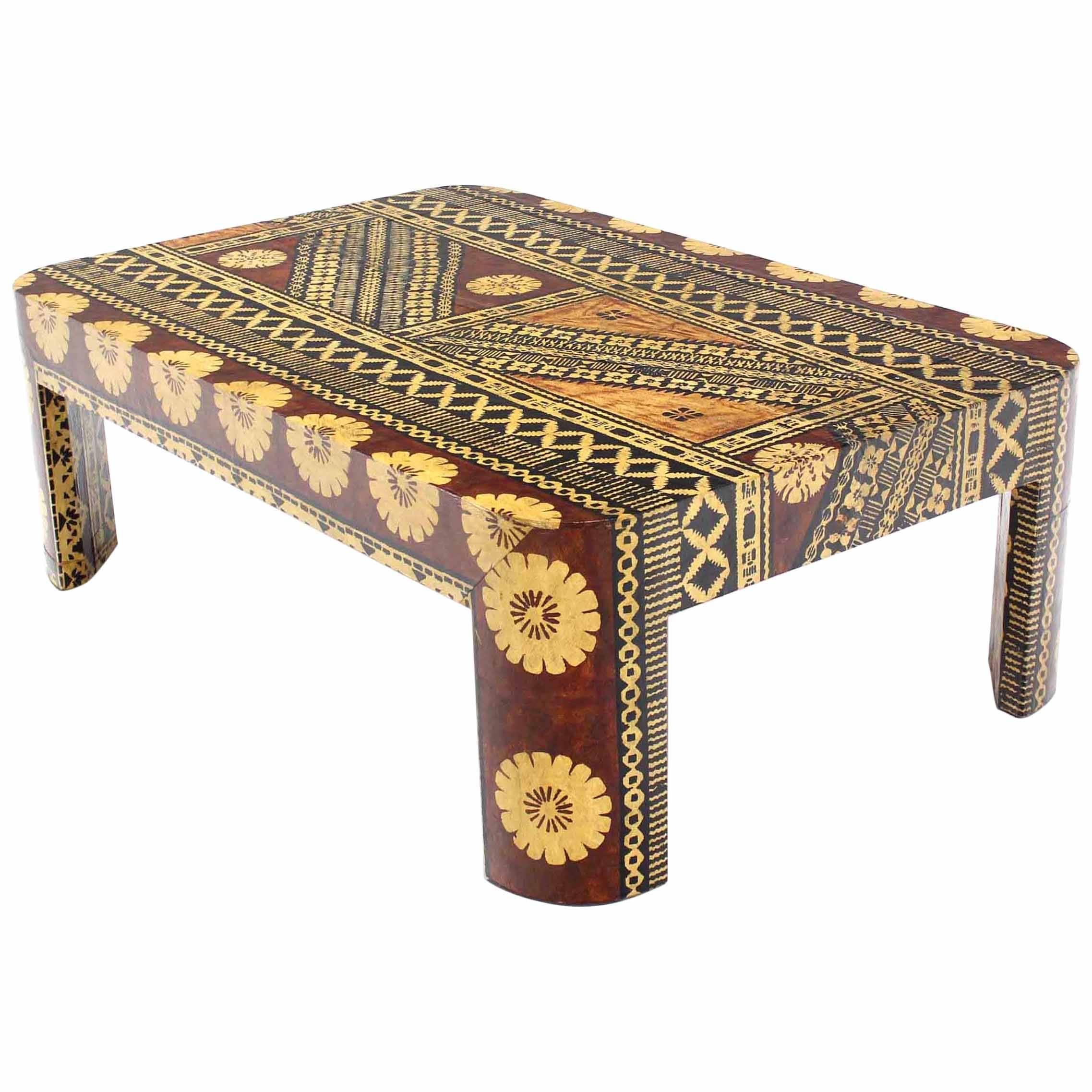 Large Mid-Century Modern Decorated Art Decoareted Coffee Table