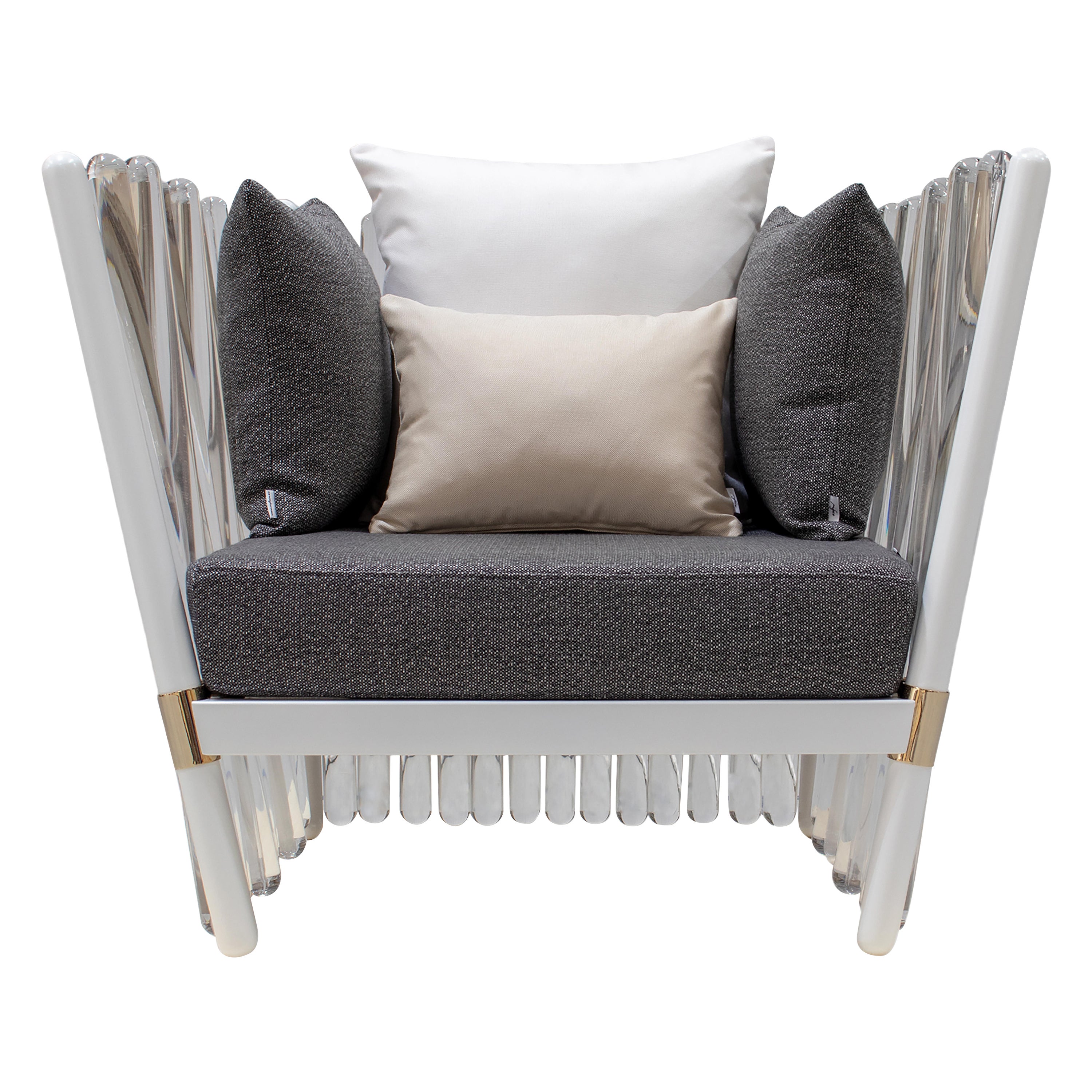EAU Patio Armchair with Gold-Finished Stainless Steel Accents Houdini